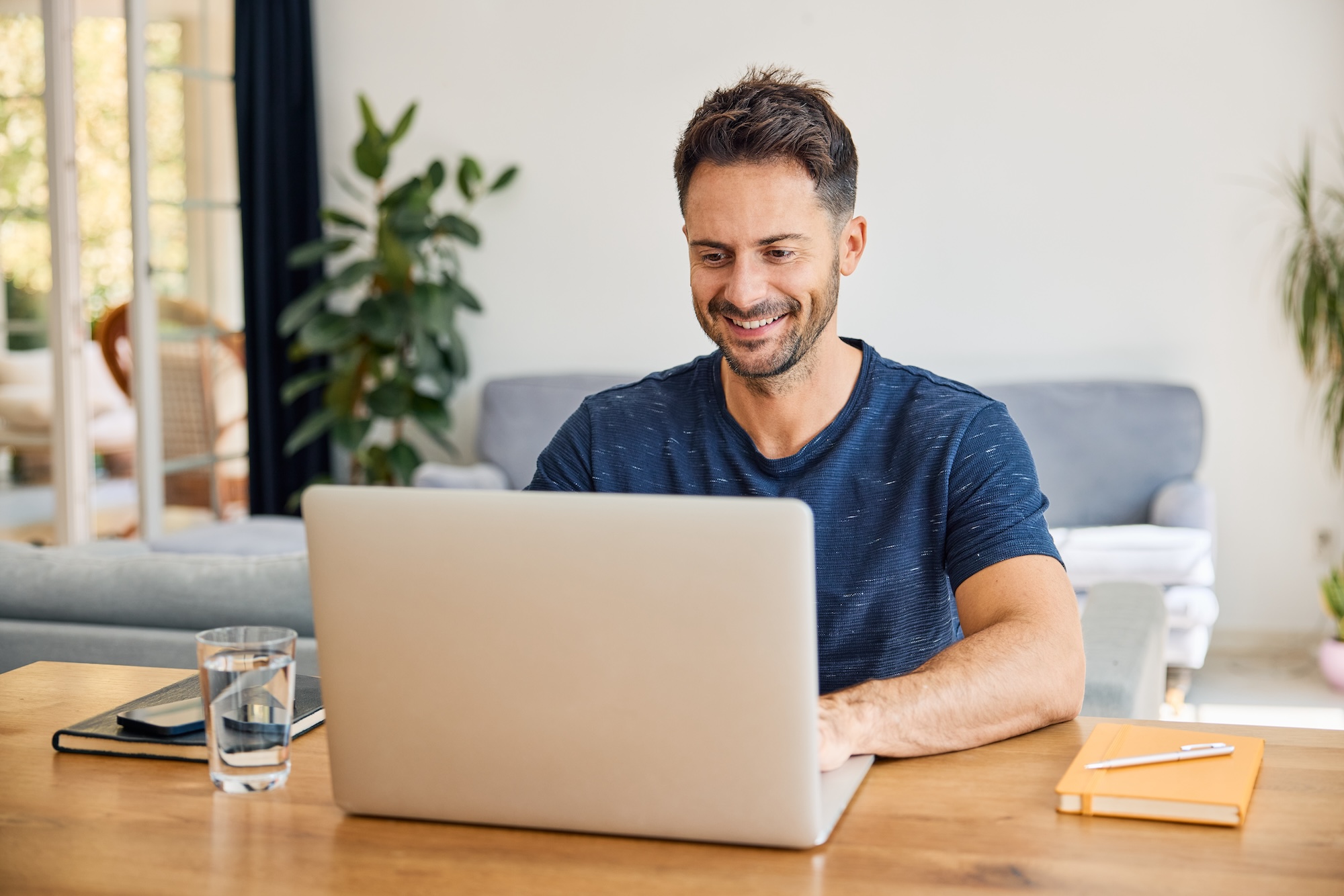 Person completing an online health assessment